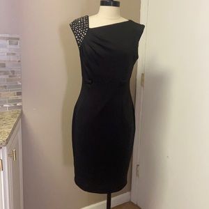 Sleek black midi dress